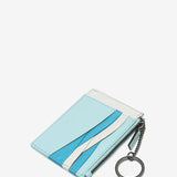 Two-tone blue leather card holder