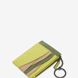 Green two-tone leather card holder