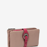 Large wallet with metal clasp in pink leather