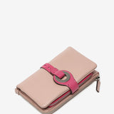 Medium wallet with metal clasp in pink leather