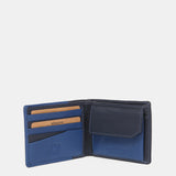 Men's leather wallet with RFID protection in blue