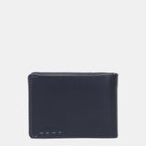 Cartera pequeña de hombre de piel con protección RFID en azul