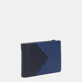 Cartera pequeña de hombre de piel con protección RFID en azul