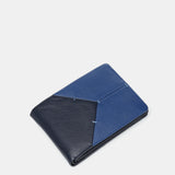 Cartera pequeña de hombre de piel con protección RFID en azul