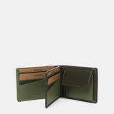 Cartera pequeña de hombre de piel con protección RFID en verde