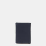 Cartera pequeña de hombre de piel con protección RFID en azul
