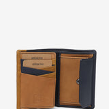 Men's leather wallet with RFID protection in blue