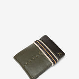 Carterapequeña de hombre de piel con protección RFID en verde