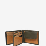 Carterapequeña de hombre de piel con protección RFID en verde