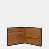 Cartera de hombre de piel con protección RFID en azul