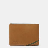 Cartera pequeña de hombre de piel con protección RFID en camel