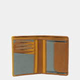 Cartera de hombre de piel combinada con protección RFID en camel