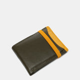 Cartera de hombre de piel combinada con protección RFID en verde