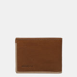 Cartera pequeña de hombre de piel con protección RFID en cognac