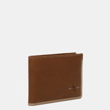 Cartera pequeña de hombre de piel con protección RFID en cognac