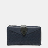 Large blue leather wallet
