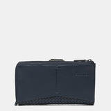 Large blue leather wallet