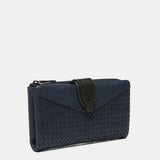 Large blue leather wallet