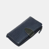 Large blue leather wallet