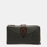Large green leather wallet