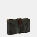 Large green leather wallet