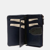 Mittel Portfolio in blauem Leder