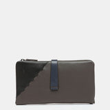 Cartera grande en piel bicolor gris