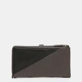 Cartera grande en piel bicolor gris