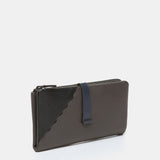 Cartera grande en piel bicolor gris