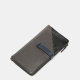 Cartera grande en piel bicolor gris