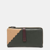 Cartera grande en piel bicolor verde