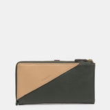 Cartera grande en piel bicolor verde