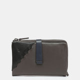 Cartera mediana en piel bicolor gris