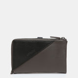 Cartera mediana en piel bicolor gris