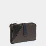 Cartera mediana en piel bicolor gris