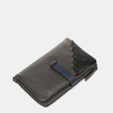 Cartera mediana en piel bicolor gris