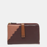 Cartera mediana en piel bicolor burdeos