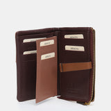 Cartera mediana en piel bicolor burdeos