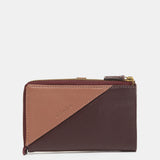 Cartera mediana en piel bicolor burdeos