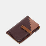 Cartera mediana en piel bicolor burdeos