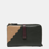 Cartera mediana en piel bicolor verde