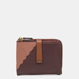 Cartera pequeña en piel bicolor burdeos