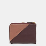 Cartera pequeña en piel bicolor burdeos