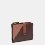 Cartera pequeña en piel bicolor burdeos