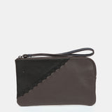 Neceser en piel bicolor gris
