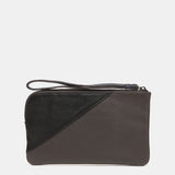 Neceser en piel bicolor gris