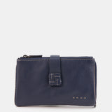 Cartera mediana en piel azul