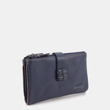 Cartera mediana en piel azul
