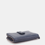 Cartera mediana en piel azul