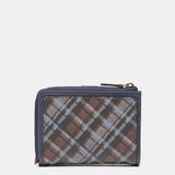Cartera pequeña en piel a cuadros azul